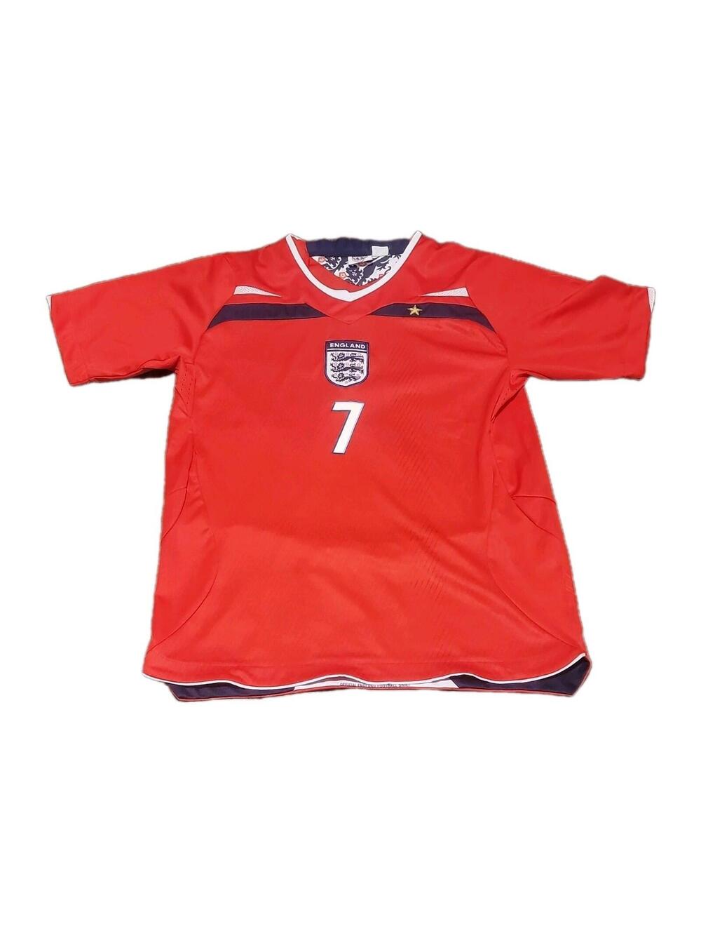 Umbro England David Beckham #7 Soccer Jersey Red White Blue No SZ Tag L/XL   173
